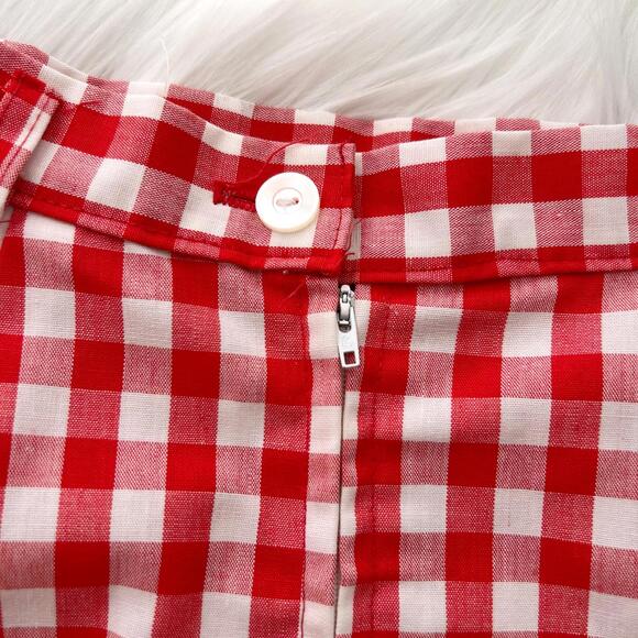 Vintage Sears Jr Bazaar - Red gingham pleated A-line skirt, sz 9 (XXS-XS) - Picture 5 of 6